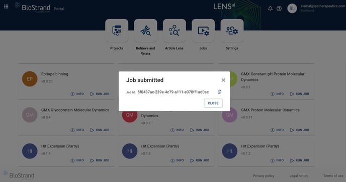 LENSai launch the job